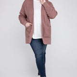 Waffle Open Cardigan Sweater, Various Colors, Zenana (Plus size only)
