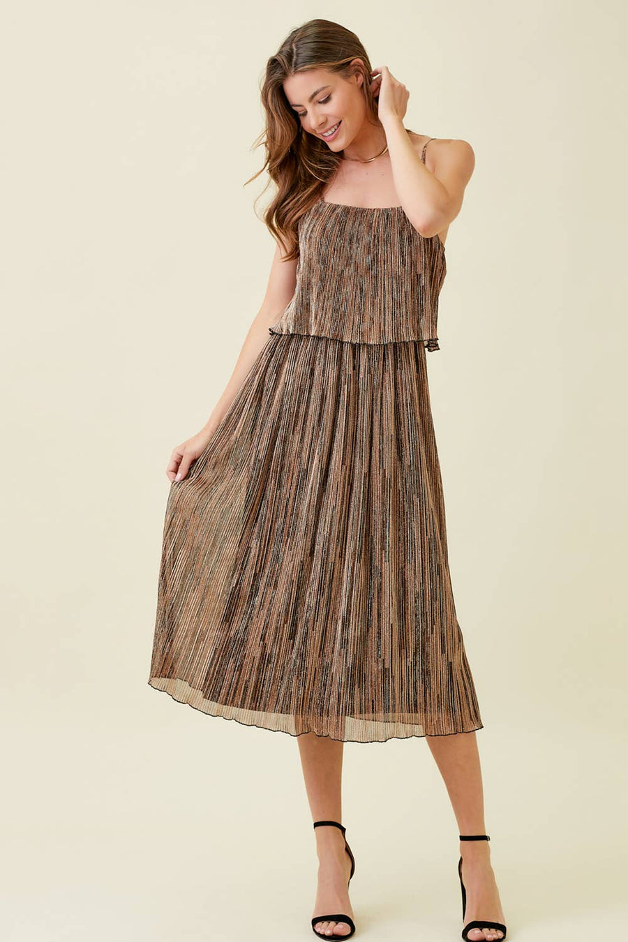 Mystree - Pleated Glitter Cami Dress