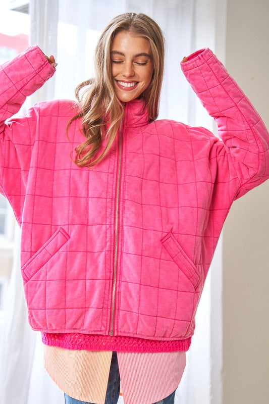 Washed Soft Comfy Quilting Zip Closure Jacket (Various colors), Davi & Dani