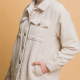 Love Tree Corduroy Button Up Jacket with Sherpa lining