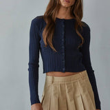 By Together Knit Cable Sweater Cotton Button Down Cardigan Top