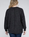 Brushed Melange Drop Shoulder Sweater, Various Colors, Zenana (Plus only)