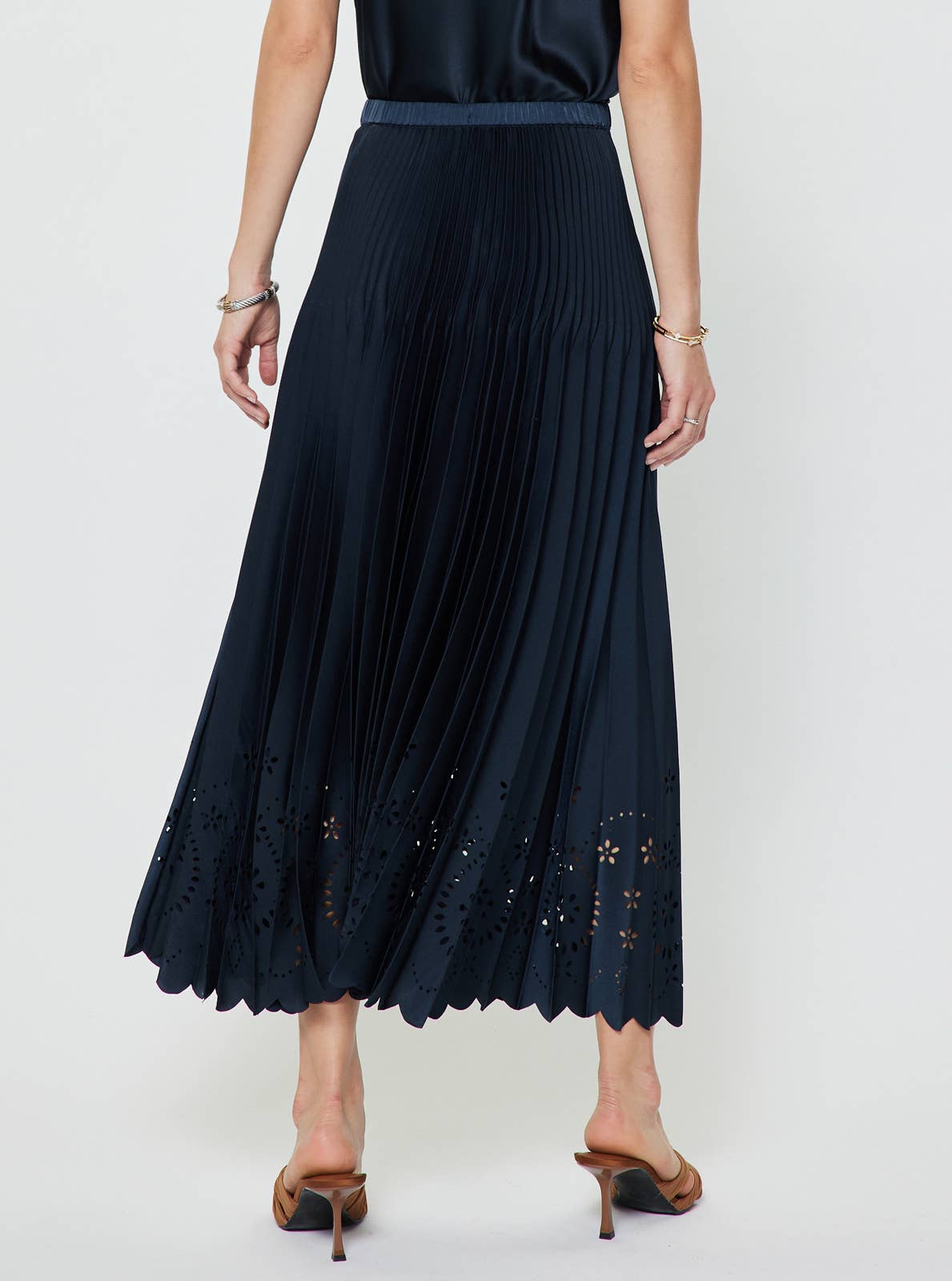 Current Air - Pleated Laser Cut Maxi Skirt