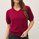 Be Cool - POINTELLE SHORT SLEEVE CARDIGAN