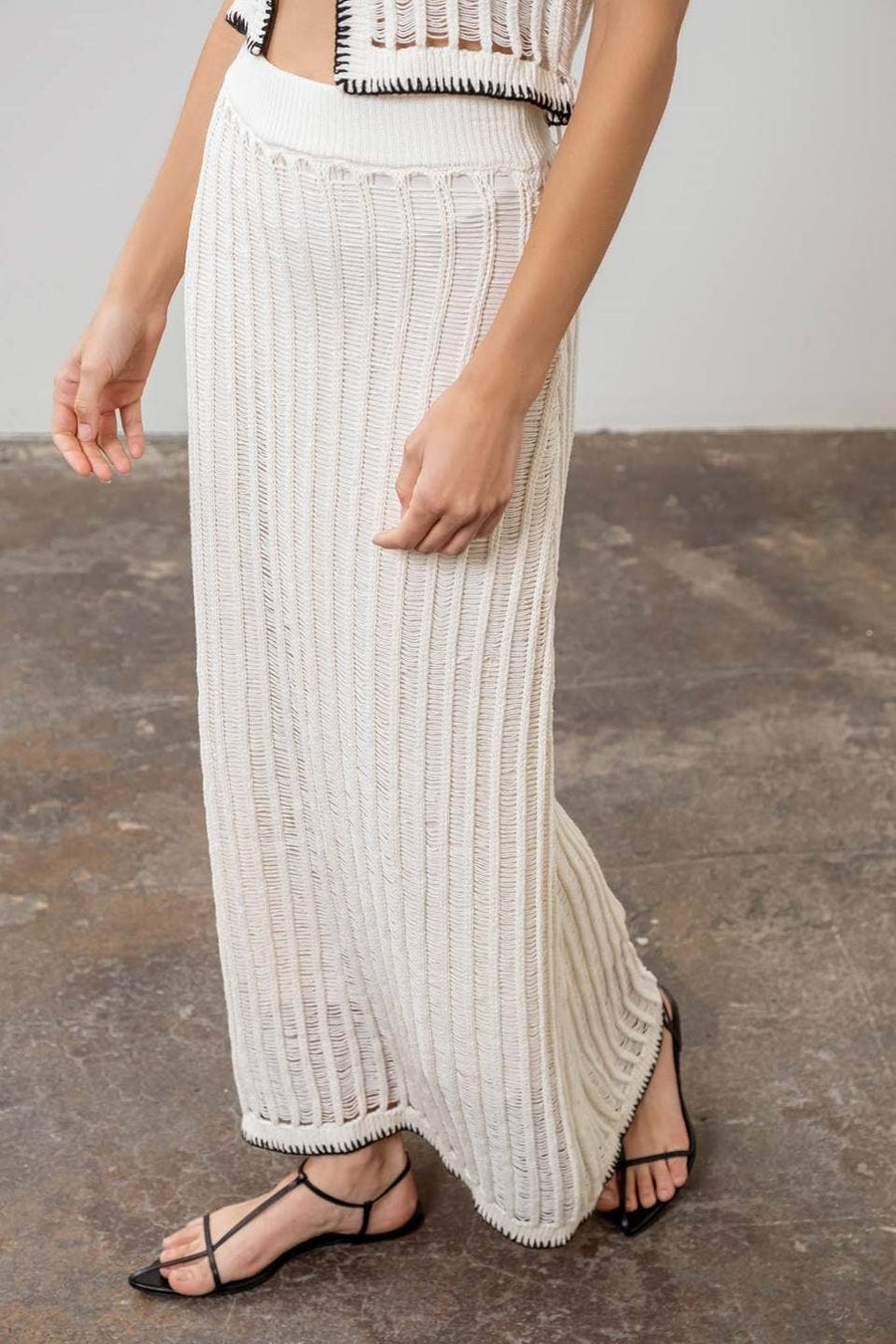 Moon River - CROCHET LADDER KNIT CONTRAST MIDI SKIRT