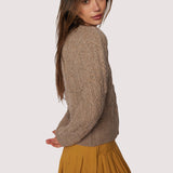 Lost + Wander - Georgina Cardigan - Fall Cable Knit Sweater Brown