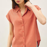 Be Cool - CLASSIC CUT CAPPED SLEEVE BUTTON UP TENCEL SHIRT
