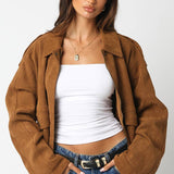 Olivaceous - Mia Faux Suede Jacket