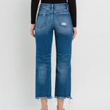 Flying Monkey - High Rise Frayed Hem Crop Straight Jeans