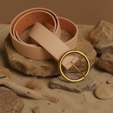 Most Wanted USA - Brass-Toned Circle Buckle Leather Belt