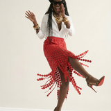 Boho Brown - Spirited Tassel Midi Skirt