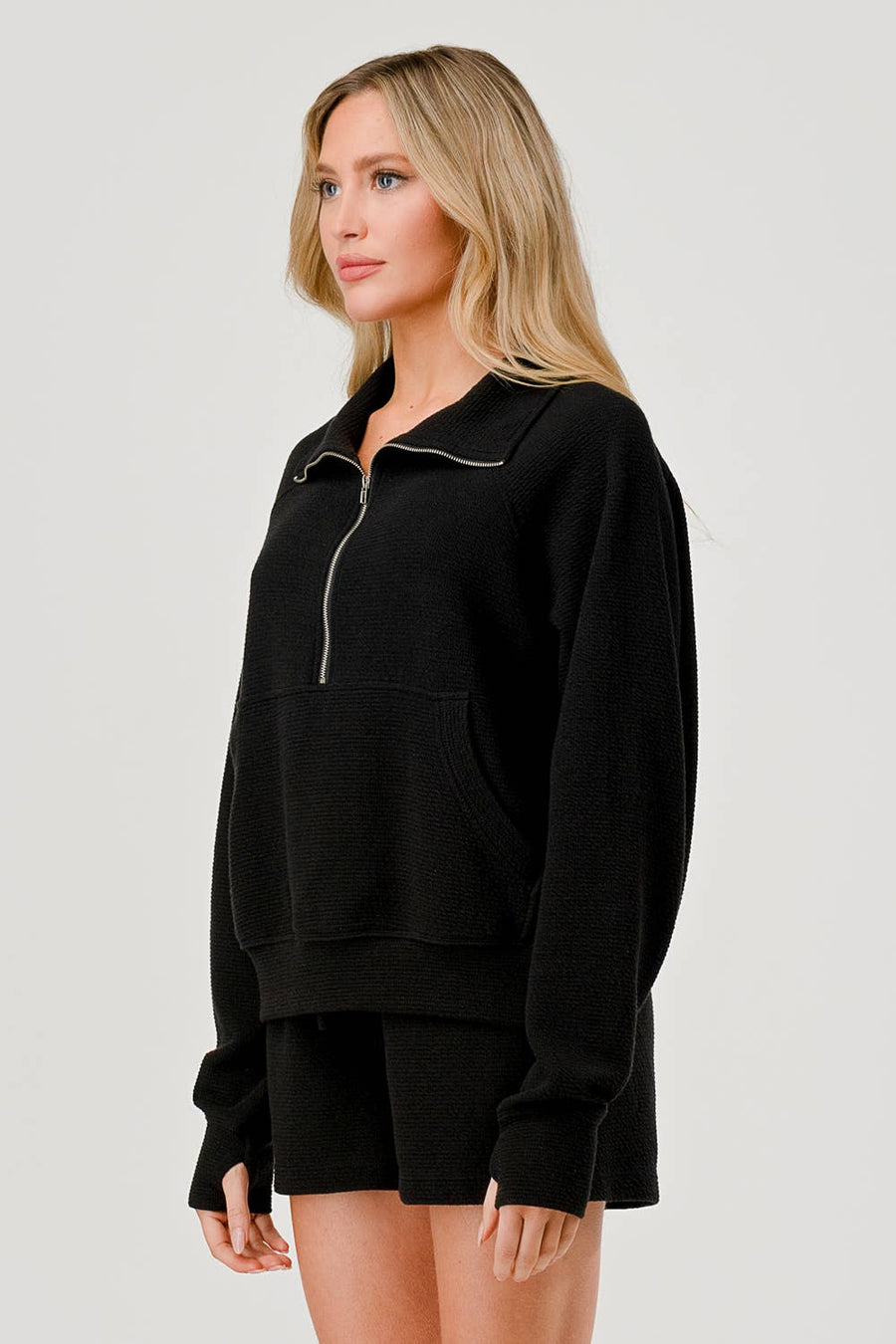 Hashttag - WAFFLE HALF ZIP TOP