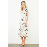 THML - Short Sleeve Polka Dot V-Neck Dress