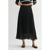 FUN2FUN - TEXTURE CHIFFON PLEATED MAXI SKIRT
