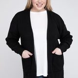 Waffle Open Cardigan Sweater, Various Colors, Zenana (Plus size only)