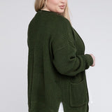 Waffle Open Cardigan Sweater, Various Colors, Zenana (Plus size only)
