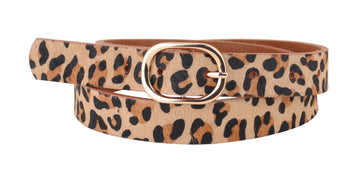 Most Wanted USA - Leopard Print Calf Hair Genuine Leather Belt