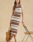 Moon River - STRIPE SLEEVELESS CROCHET KNIT MIDI DRESS