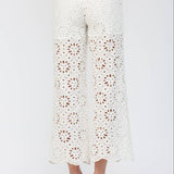 FATE - FLORAL EYELET LACE WIDE LEG CROPPED PANTS