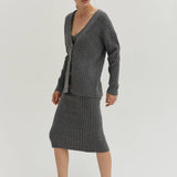 Crescent Mave Brushed Ribbed Sweater Dress Two-piece Set