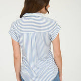 Blu Pepper - STRIPE COLLARED SHORT SLEEVE BUTTON DOWN TOP