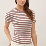 Be Cool - CLASSIC STRIPED CREWNECK SHORT SLEEVE SWEATER