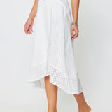 Current Air - Gingham Asymmetric Belted Midi Skirt