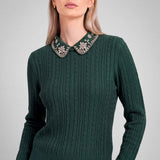 Current Air - Embellished Cable Knit Sweater