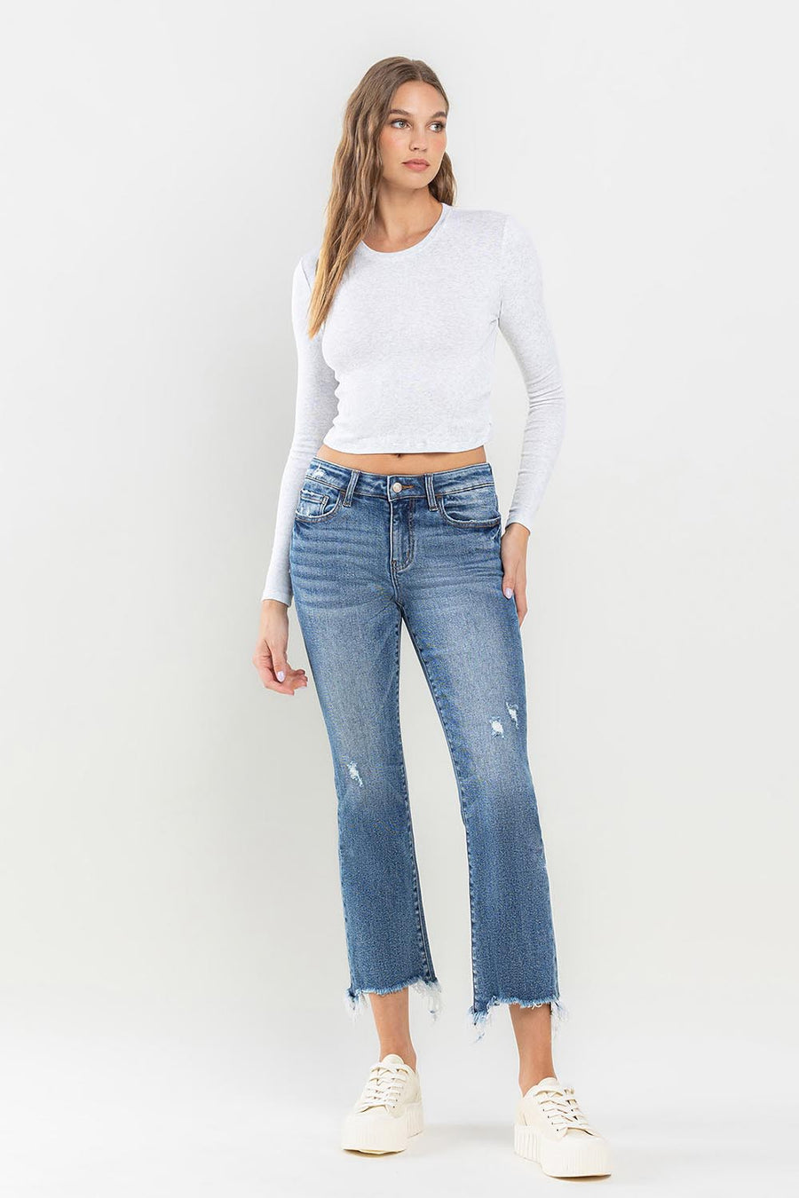 Lovervet Mid Rise Frayed Hem Jeans (online only)