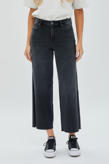 Nori High Waist Distressed Cropped Wide Leg, by Hidden