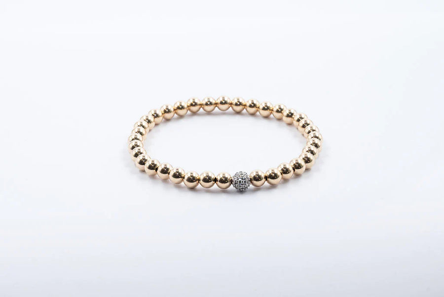 14k Gold Filled Bracelet with Pave Ball (5mm), Arm Candy by Alysa