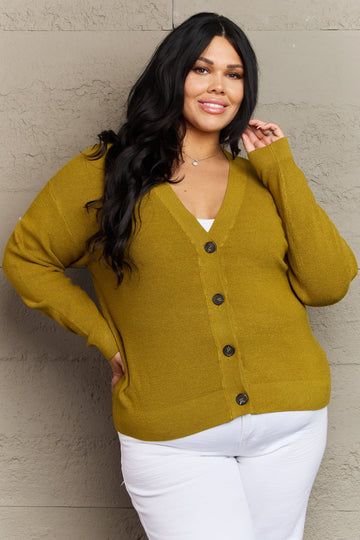 Zenana Button Down Cardigan in Chartreuse