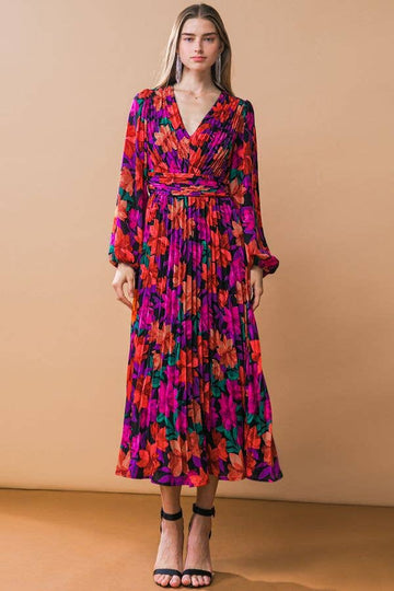Printed Woven Midi Dress, Flying Tomato