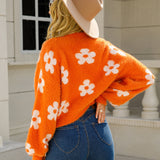 Floral Open Front Fuzzy Cardigan