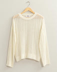 HYFVE Openwork Ribbed Trim Long Sleeve Knit Top