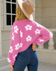 Floral Open Front Fuzzy Cardigan