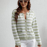 Striped Button Front Cardigan