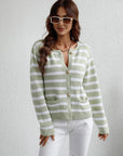 Striped Button Front Cardigan