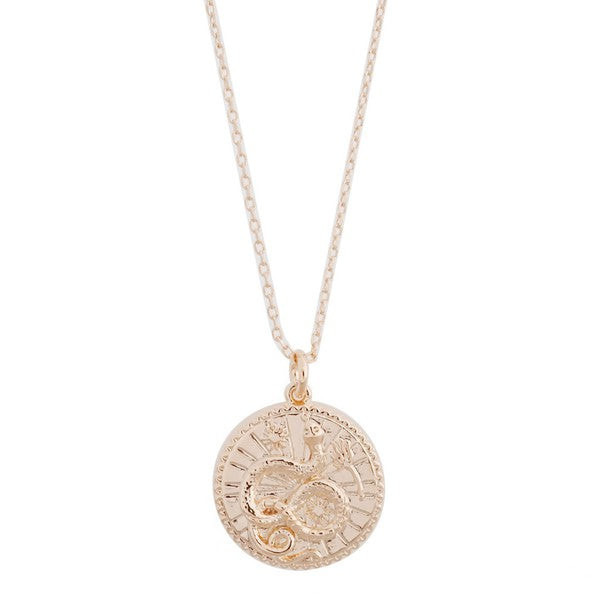 Chinese Zodiac Coin Necklace - Snake- Honeycat Jewelry