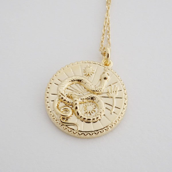 Chinese Zodiac Coin Necklace - Snake- Honeycat Jewelry