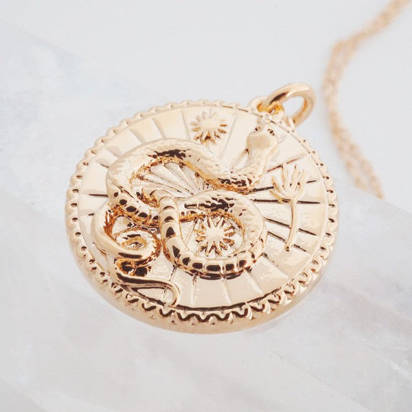 Chinese Zodiac Coin Necklace - Snake- Honeycat Jewelry