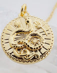 Chinese Zodiac Coin Necklace - Snake- Honeycat Jewelry