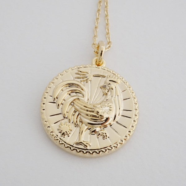 Chinese Zodiac Coin Necklace - Rooster