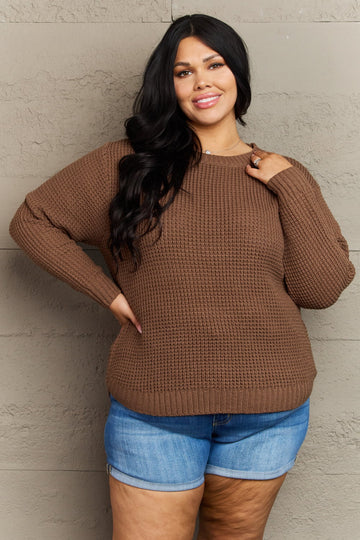 High Low Waffle Knit Sweater, Zenana (Plus only)