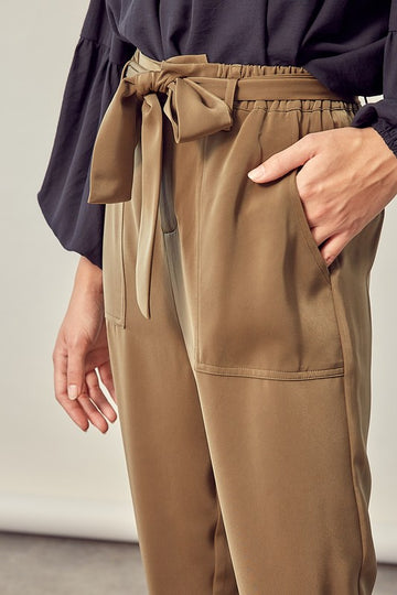 Satin Pants with belt by Mustard Seed