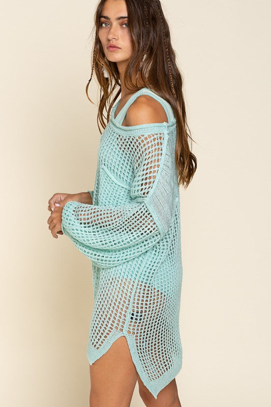 Oversized Fit See-through Pullover Sweater-Pol