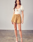 FRINGE TRIM HEM SHORTS, Various Colors- Mustard Seed