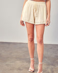 FRINGE TRIM HEM SHORTS, Various Colors- Mustard Seed