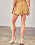 FRINGE TRIM HEM SHORTS, Various Colors- Mustard Seed