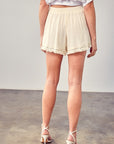 FRINGE TRIM HEM SHORTS, Various Colors- Mustard Seed